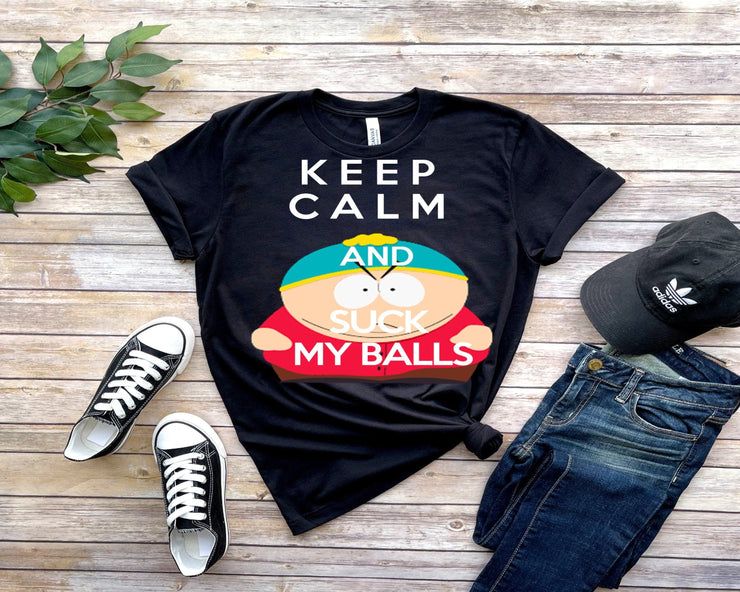 eric cartman - keep calm and suck my balls  , southpark t shirt