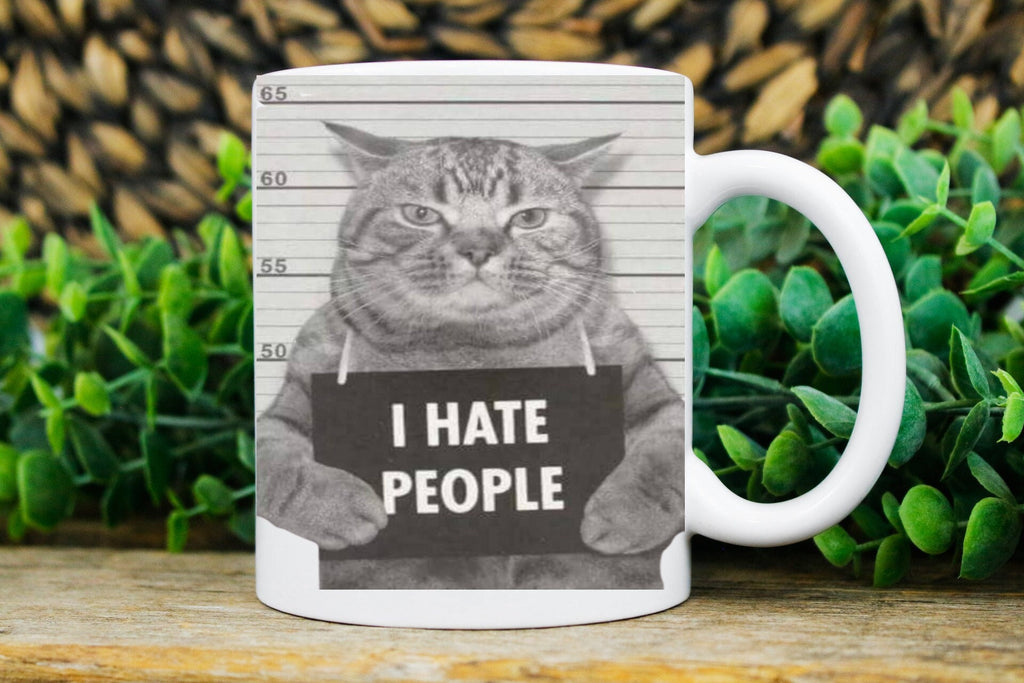 thats what i do i hate people  and i know things ,bad cat mug shot, 11oz Cat coffee, cat lover Gifts ,gift for cat owner