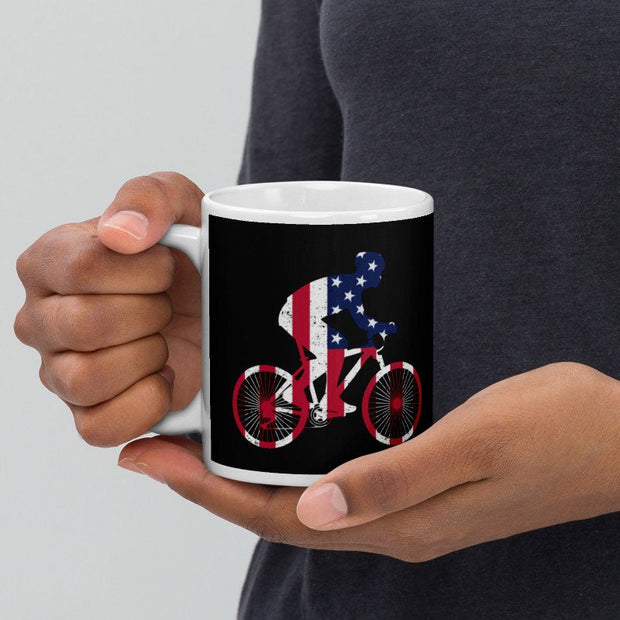 American cyclist ,  coffee mug, 4th july mug