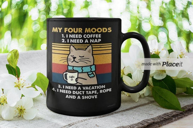 my four moods cat moods  coffee mug,11oz mug