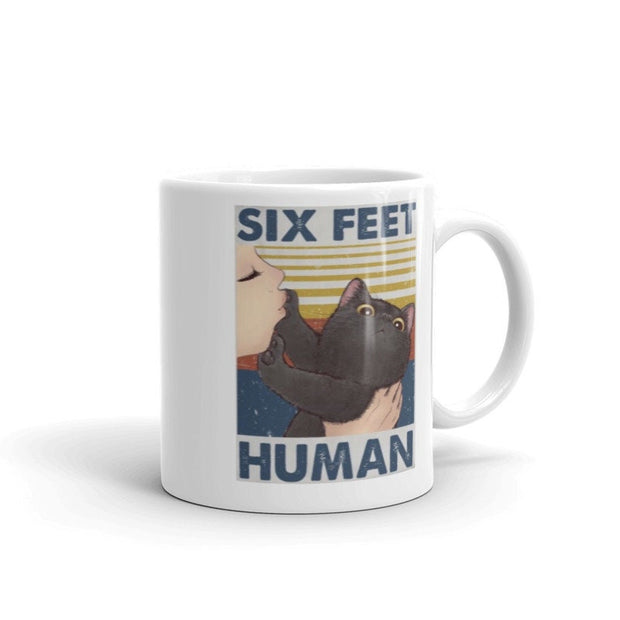 black cat coffee mug  six feet human