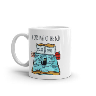 a cats map of the bed ceramic 11oz mug ,gift for cat owner