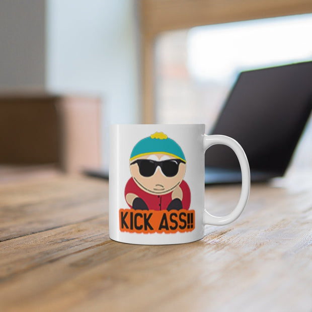 eric cartman -kick ass ,southpark gifts,handmade southpark mug,