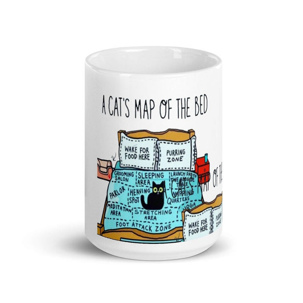 a cats map of the bed ceramic 11oz mug ,gift for cat owner