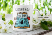 a cats map of the bed ceramic 11oz mug ,gift for cat owner