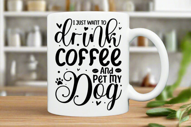 i just wanna drink coffee and pet my dog ,just here to pet all the dogs,