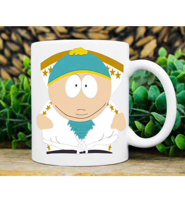 eric cartman as stunt bike rider ,handmade southpark mug