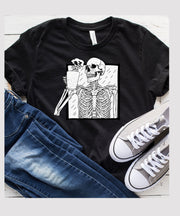 coffee drinking skull skeleton shirt ,skeleton drinking coffee t shirt