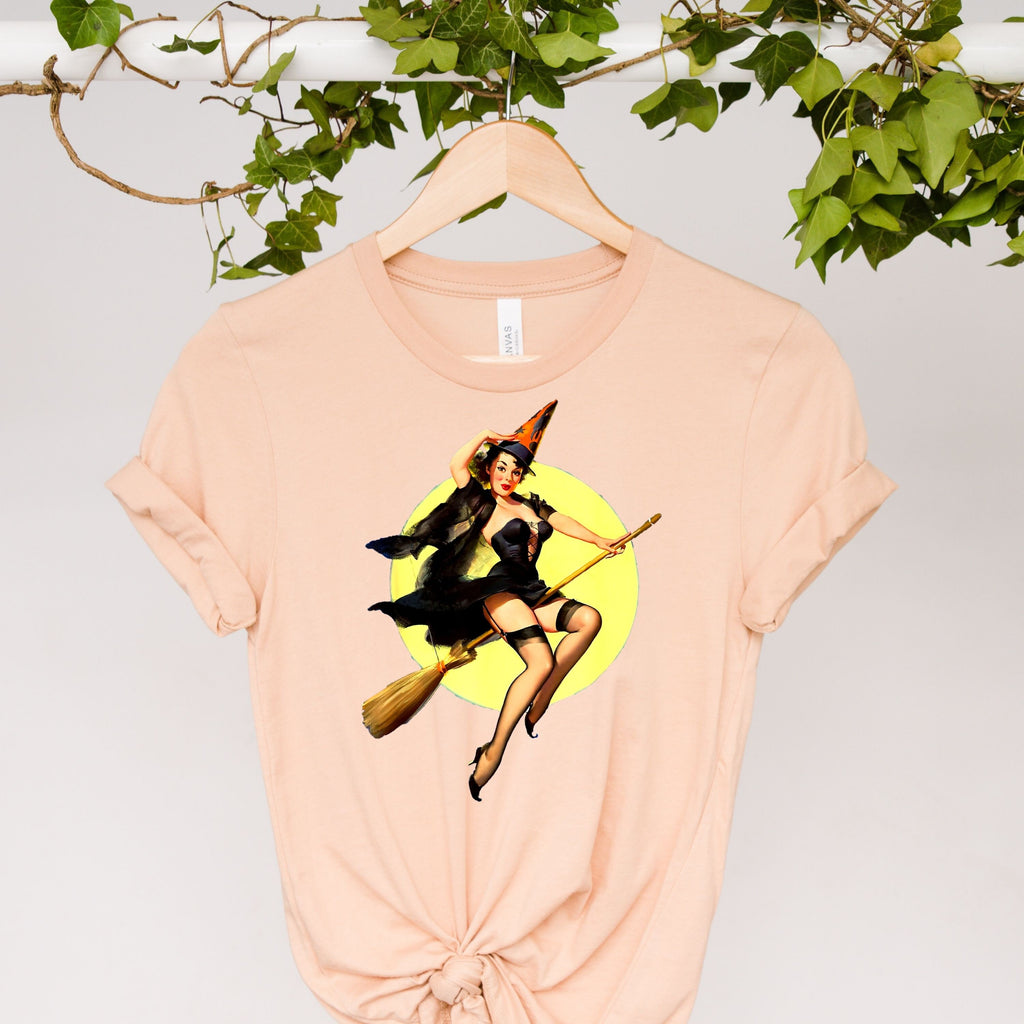 witch flying on a broom, halloween Shirt, flying Witch Shirt, Fly Broom Shirt, Witch Broom Shirt, Halloween Gift,