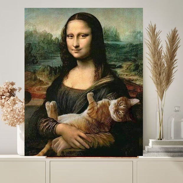 Mona Lisa illustration,mona lisa with cat , PNG ,SVG digital download. Leonardo Da Vinci