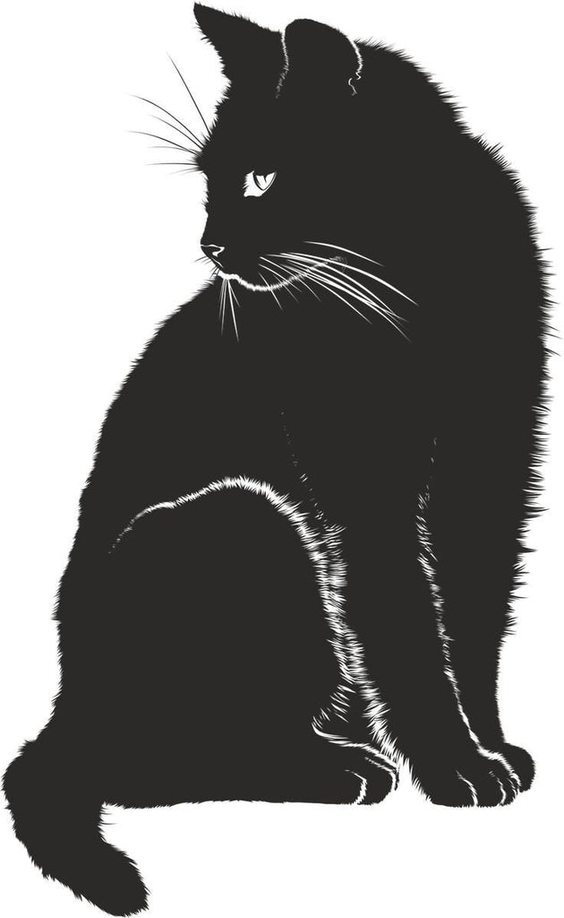 black cat portrait  . black cat-poster , Black Cat Wall Art - Black Cat Print -Black Cat Artwork - Home Decor