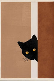 black cat peeping head  poster , Black Cat Wall Art - Black Cat Print