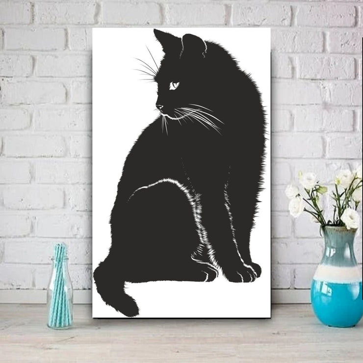 black cat portrait  . black cat-poster , Black Cat Wall Art - Black Cat Print -Black Cat Artwork - Home Decor