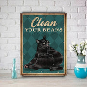 clean your beans black cat-poster , Black Cat Wall Art print