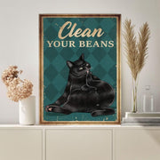 clean your beans black cat-poster , Black Cat Wall Art print