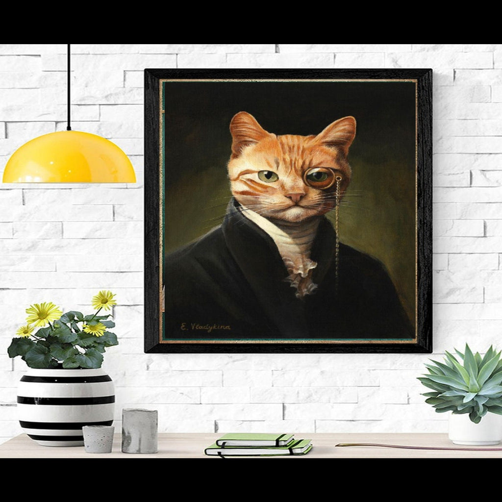 tabby cat with eye piece -poster ,tabby Cat Wall Art - tabby Cat Print -tabby Cat Artwork - Home Decor