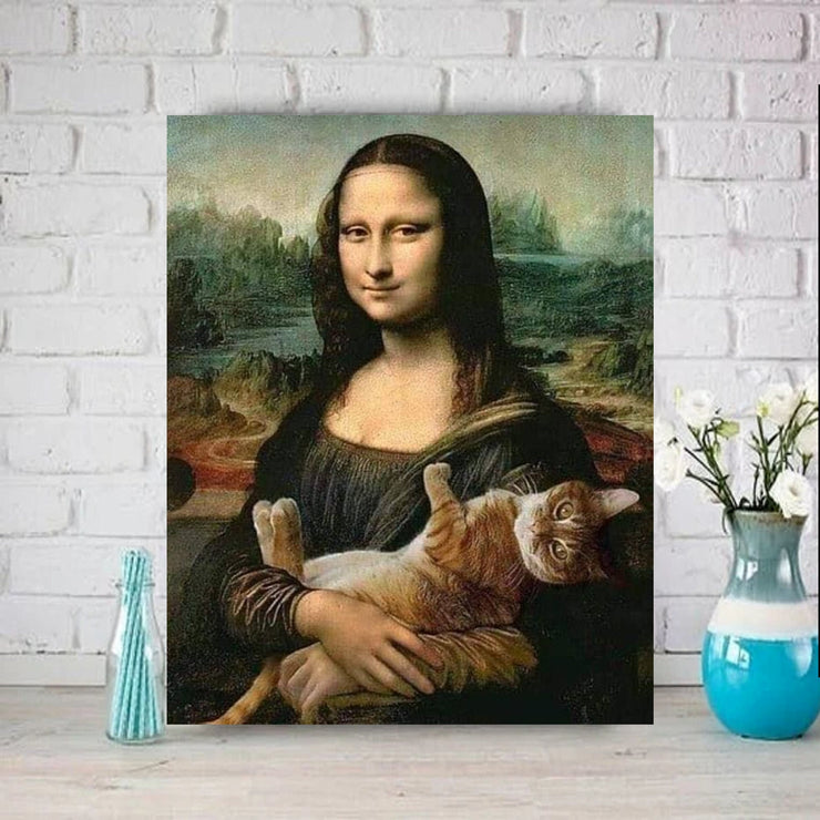 Mona Lisa illustration,mona lisa with cat , PNG ,SVG digital download. Leonardo Da Vinci