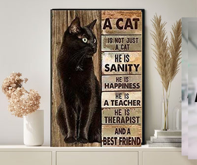 black cat  wall art poster , Black Cat Print for cat lovers gift