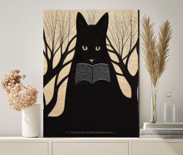 black cat portriat   cat-poster , Black Cat Wall Art - Black Cat Print - -Black Cat Artwork - Home Decor