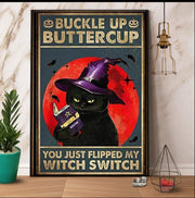 black cat poster you  just flipped my witch switch, Black Cat Wall Art