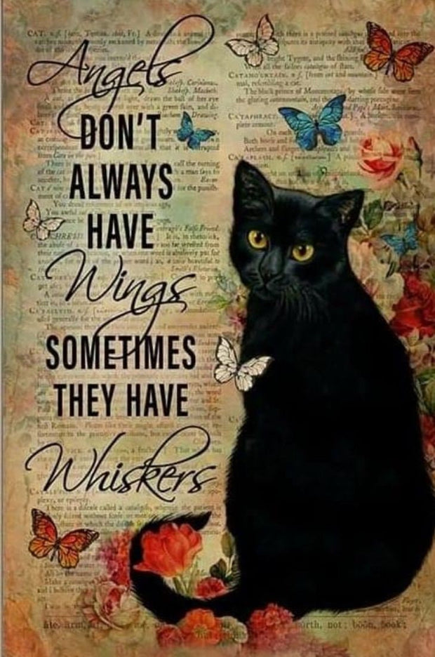 angels dont always have wings cat poster ,Black Cat Wall Art