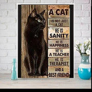 black cat  wall art poster , Black Cat Print for cat lovers gift