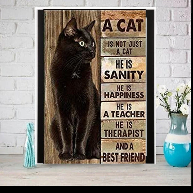 black cat  wall art poster , Black Cat Print for cat lovers gift