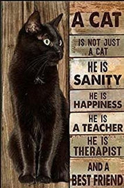 black cat  wall art poster , Black Cat Print for cat lovers gift