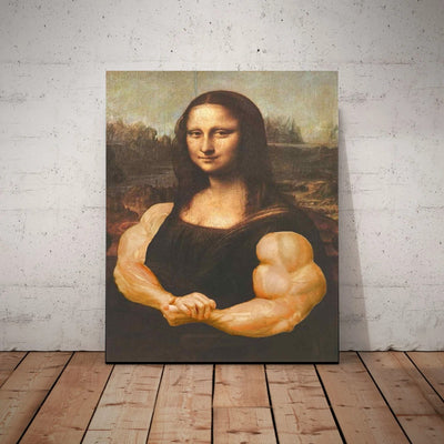 Mona Lisa with biceps  Print, Original Oil Painting  de vinci Portrait Poster, Vintage Wall Art, Unique Gift