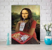 Mona Lisa  with mcdonalds  Print,altered mona lisa print