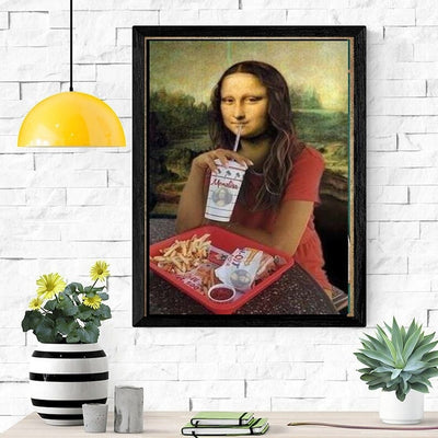 Mona Lisa  with mcdonalds  Print,altered mona lisa print