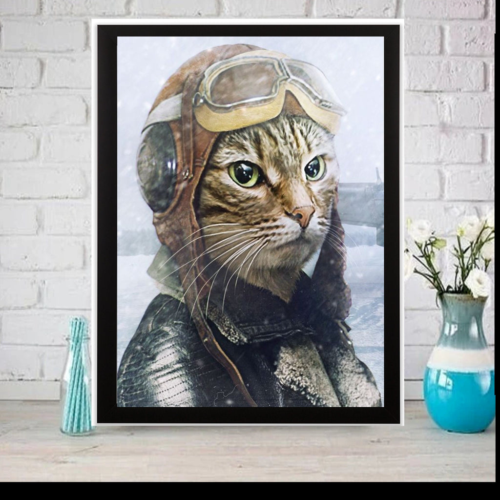 tabby cat with googles poster ,tabby Cat Wall Art - Home Decor