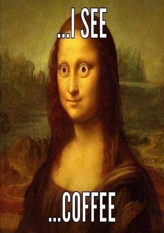 Mona Lisa  i see coffee Print, Original Oil Painting Cat Portrait Poster, Vintage Wall Art, Unique Gift