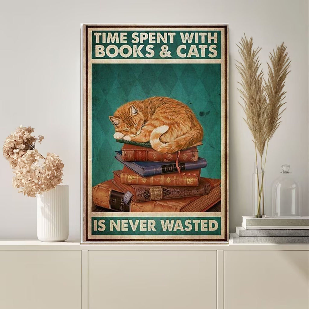 time spent with cats is never wasted black cat-poster , Black Cat Wall Art - Black Cat Print -Black Cat Artwork - Home Decor