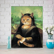 Mona Lisa cat  Print, Original Oil Painting  de vinci Portrait Poster, Vintage Wall Art, Unique Gift