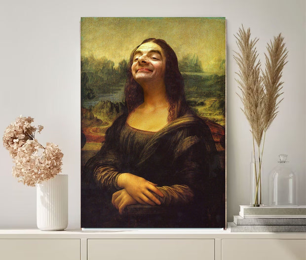 Mona Lisa rowan akinson art  Print, svg,png  printable  Oil Painting Portrait Poster, Vintage Wall Art