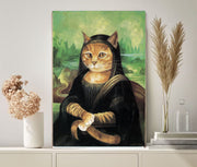 Mona Lisa cat  Print, Original Oil Painting  de vinci Portrait Poster, Vintage Wall Art, Unique Gift