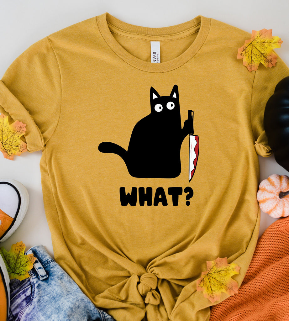 What cat Murderous Black Cat With Knife Meme ,Gift Funny Style what black cat t shirt ,gift for cat owner