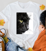 black cat portrait  t  shirt  ,retro black cat shirt  ,cat lover Gifts ,gift for cat owner