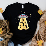 cat abduction  t shirt  ,alien cat aduction , black cat shirt