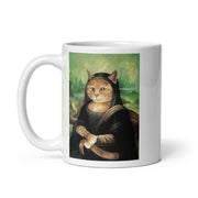 Mona Lisa  Cat mug , Original Oil Painting Cat Portrait mug