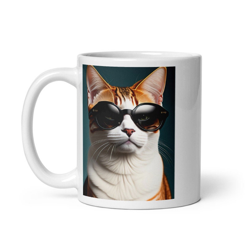 tabby  cat wearing sunglasses coffee  mug , tabby cat,cat  lover Gifts ,  Cat Coffee Mug