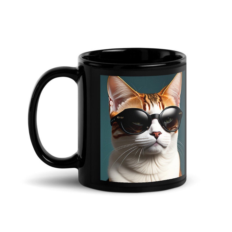 tabby  cat wearing sunglasses coffee  mug , tabby cat,cat  lover Gifts ,  Cat Coffee Mug