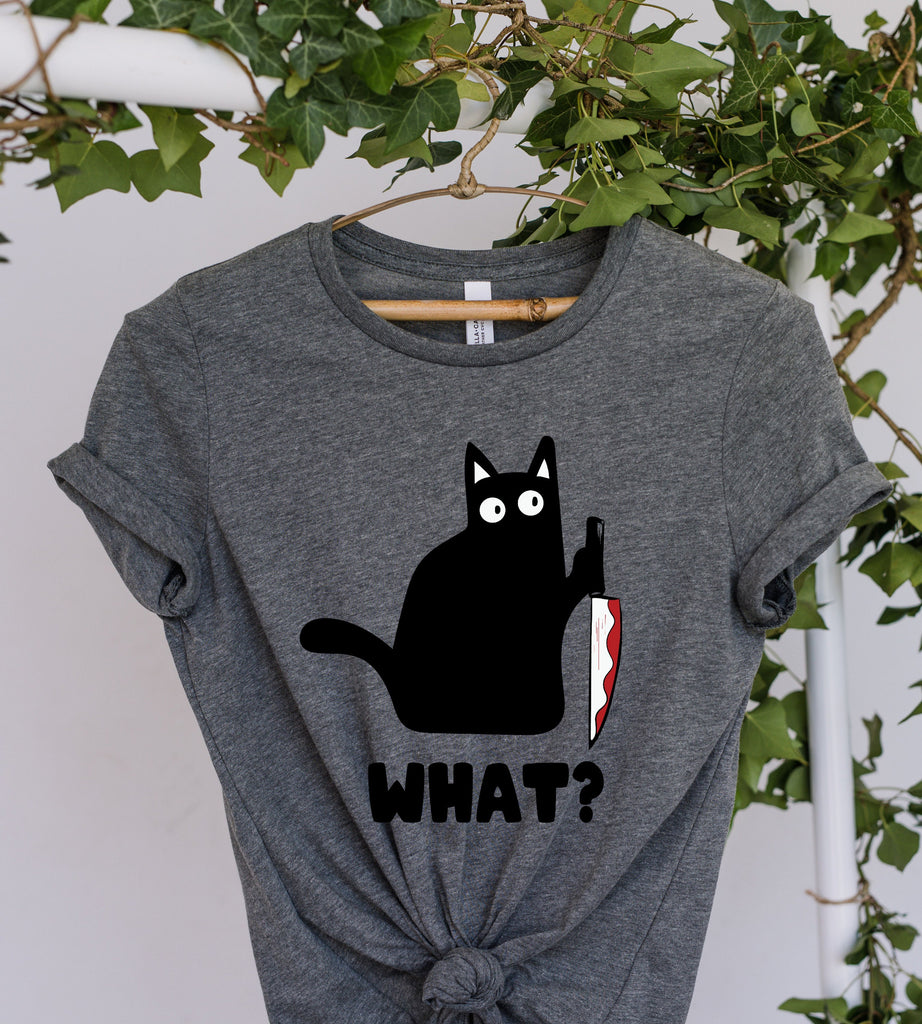 What cat Murderous Black Cat With Knife Meme ,Gift Funny Style what black cat t shirt ,gift for cat owner