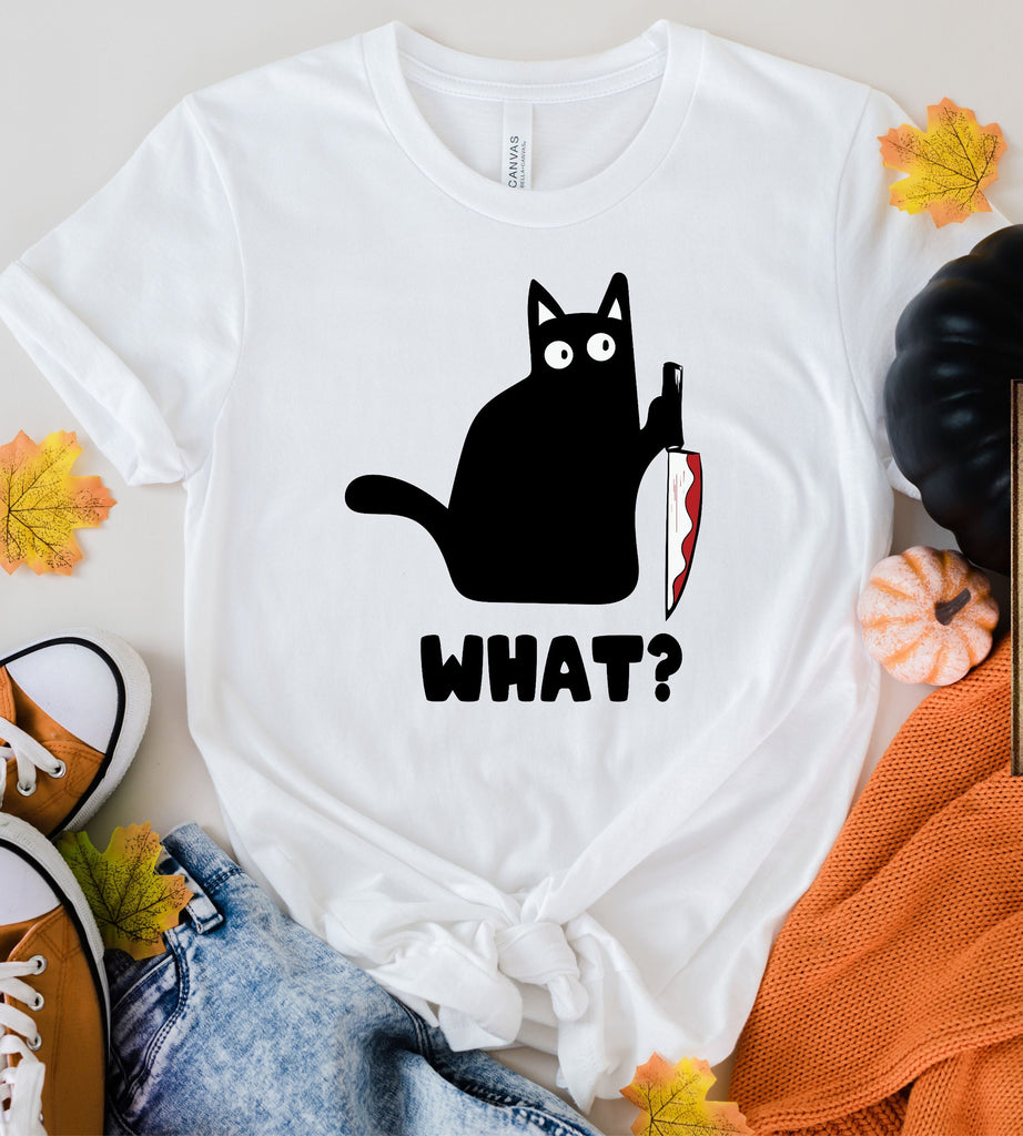 What cat Murderous Black Cat With Knife Meme ,Gift Funny Style what black cat t shirt ,gift for cat owner