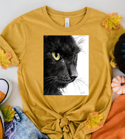 black cat portrait  t  shirt  ,retro black cat shirt  ,cat lover Gifts ,gift for cat owner