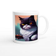 grumpy black cat mug , grumpy  cat,cat  lover Gifts ,Funny Coffee Mug