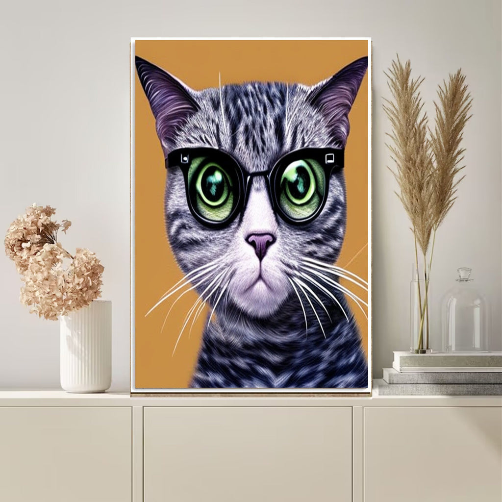 tabby cat portriat poster  .tabby cat-poster , AI generated art AI  Wall Art -Cat Print -Cat Artwork - Home Decor