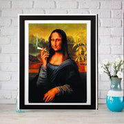 Mona Lisa  smoking a joint , svg,png  printable Original Oil Painting, Vintage Wall Art