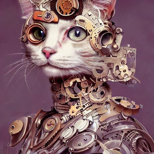 Steampunk Cat - steampunk cat wall art , steampunk cats  print ,Digital Art File, Edgy Wall Decor, AI Generated A